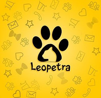 Leopetra logo, a paw print on yellow